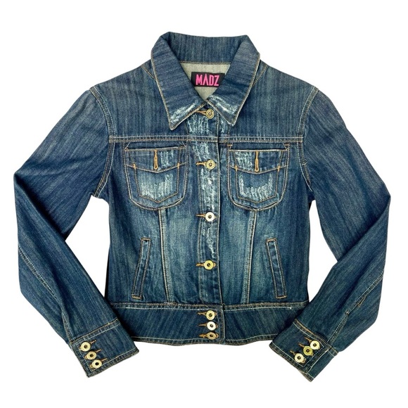 Custom Boho Chic Denim Jacket – Lion Velvet Back Detail, XS/S Form Fitting - Picture 7 of 17